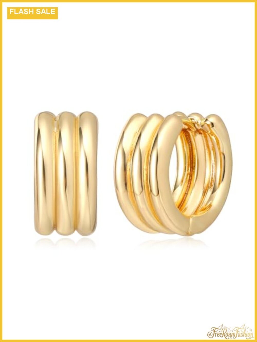14K Gold Plated Chunky Huggie Hoop Earrings for Women Hypoallergenic